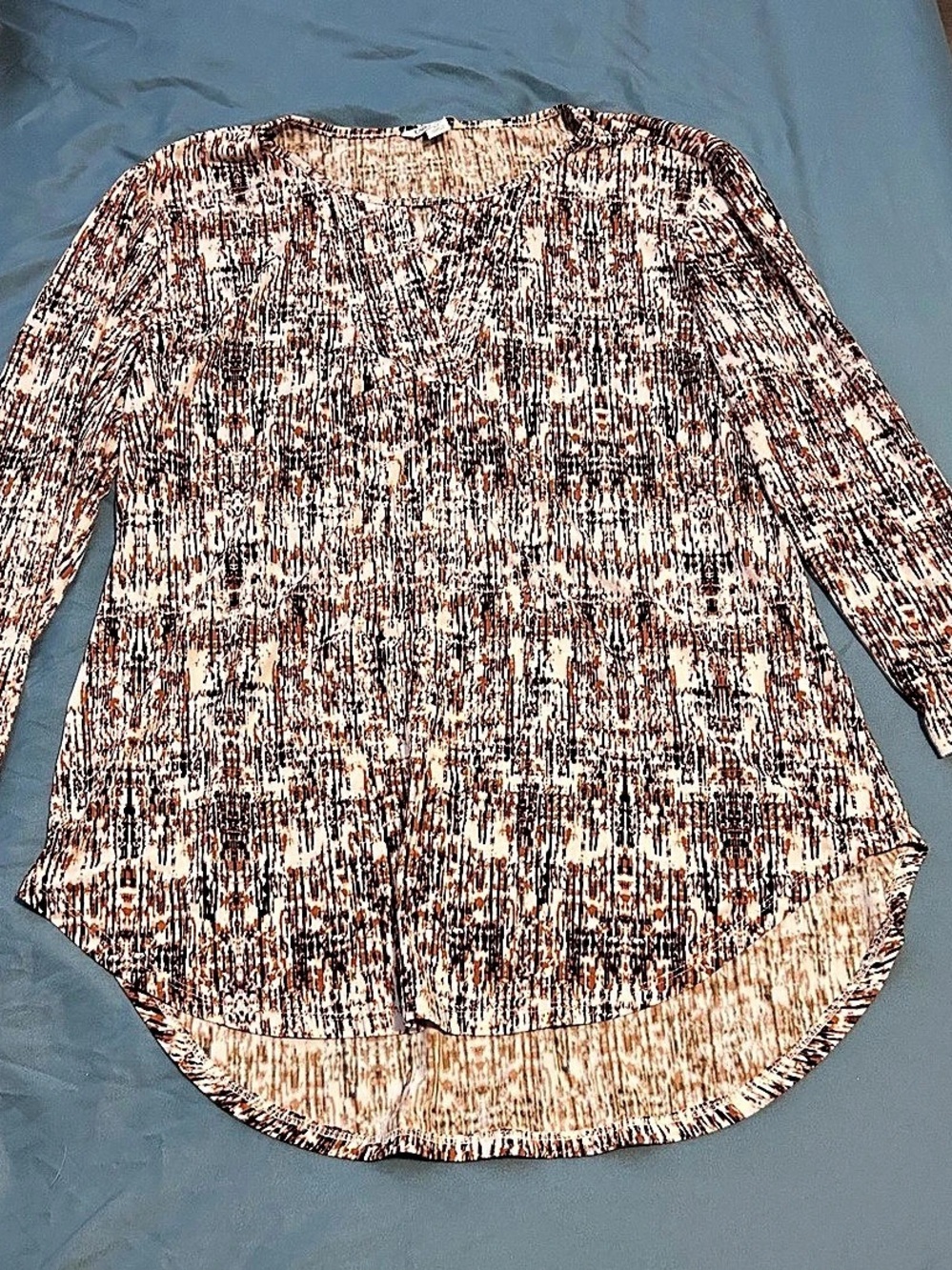 Cato Abstract Print 3/4 Sleeve Tunic Top Size Medium